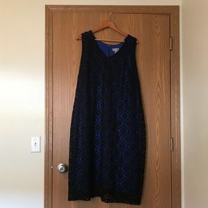 Catherine blue with black lace dress